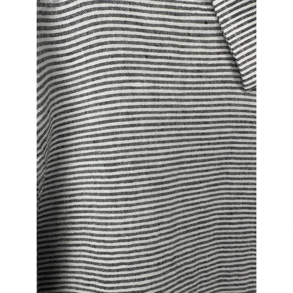 Banana Republic Men Linen Blend Striped Shirt XL Coastal Black White Button Down